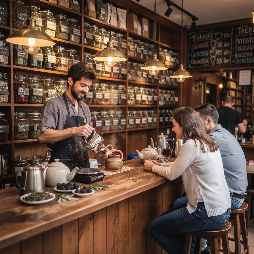 Feketeáfonya és zsálya levelek frissítő keveréke egy csésze teában.